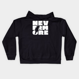 NEVERMORE in large white block letters + raven cut-out - famous Edgar Allan Poe quote Kids Hoodie